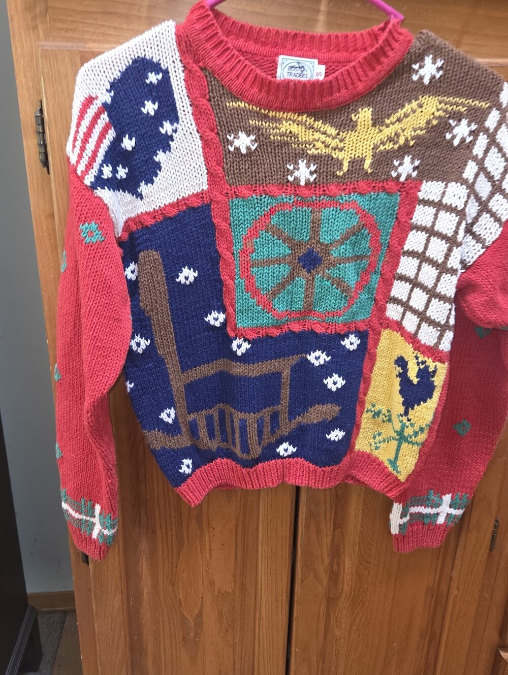 Vintage 90s eagle eye patch sweater, size small